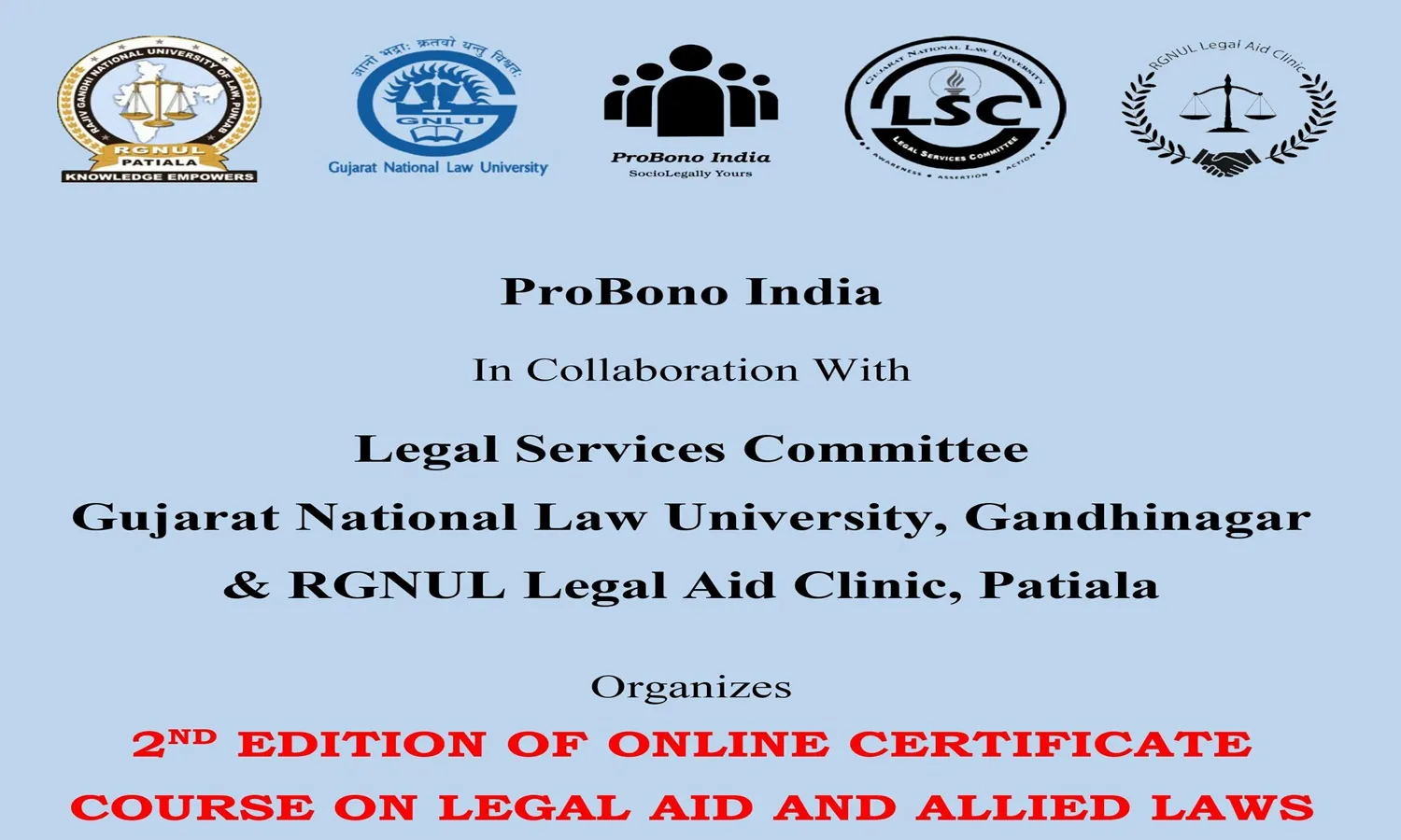 2nd Edition Of Online Certificate Course On Legal Aid And Allied Laws 2nd Edition Of Online Certificate Course On Legal Aid And Allied Laws