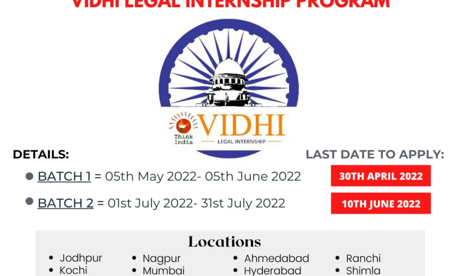 Think India Presents Legal Internship Program Think India Presents Legal Internship Program