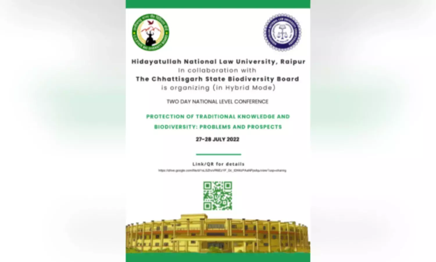 HNLU Organising National Conference on Protection of Traditional Knowledge and Biodiversity HNLU Organising National Conference on Protection of Traditional Knowledge and Biodiversity