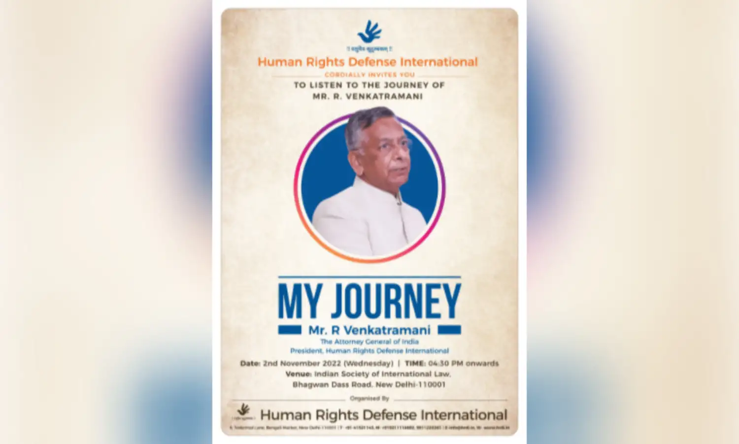 Attorney General R Venkatramani To Talk About His Journey At Event Organised By HRDI Attorney General R Venkatramani To Talk About His Journey At Event Organised By HRDI