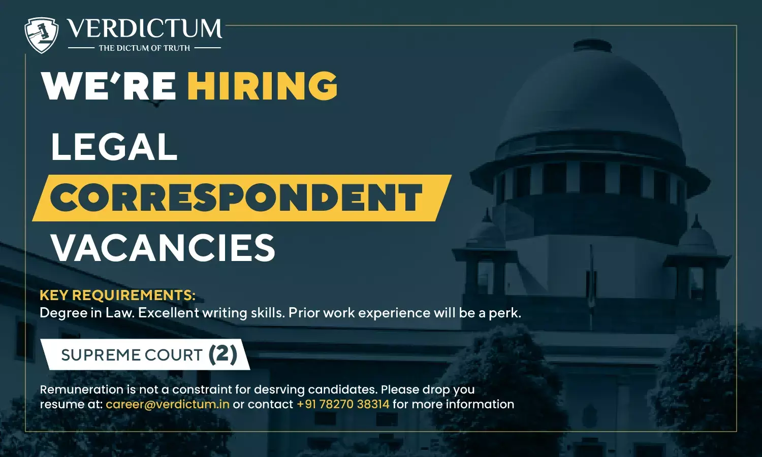 Verdictum Is Hiring Supreme Court Correspondents Verdictum Is Hiring Supreme Court Correspondents