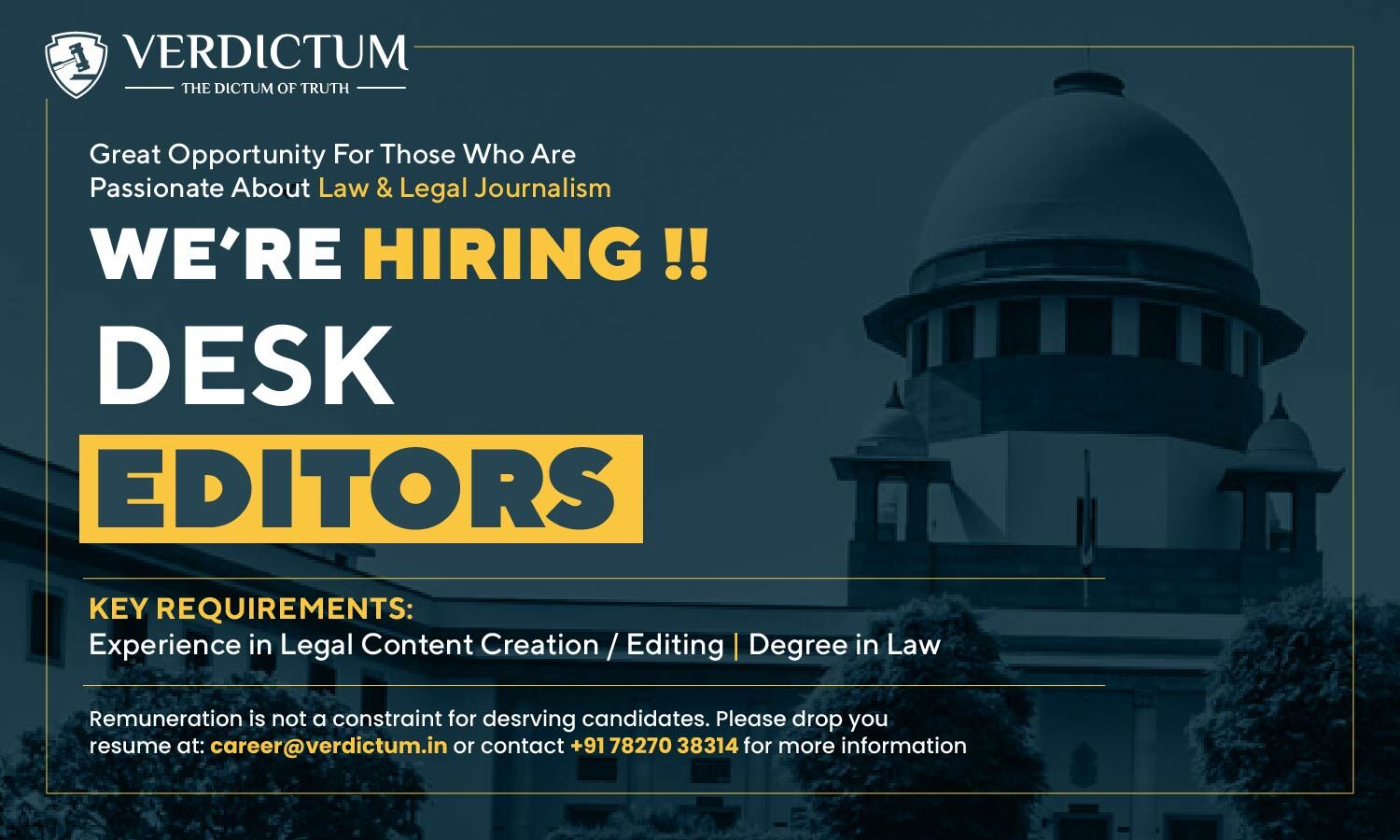Verdictum Is Hiring Desk Editors