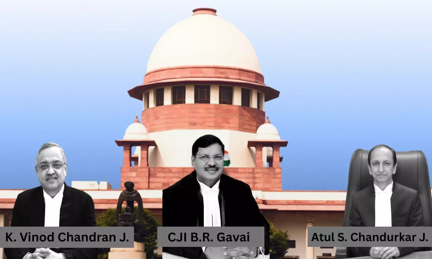 CJI B. R. Gavai, Justice K. Vinod Chandran, Justice Atul S. Chandurkar, Supreme Court CJI B. R. Gavai, Justice K. Vinod Chandran, Justice Atul S. Chandurkar, Supreme Court